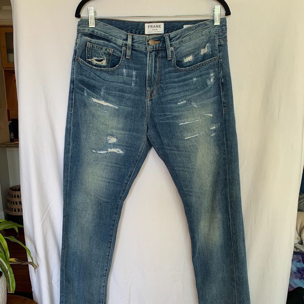 FRAME MENS JEANS - DISTRESSED - SIZE 30 - STRAIGHT LEG - Picture 3 of 6